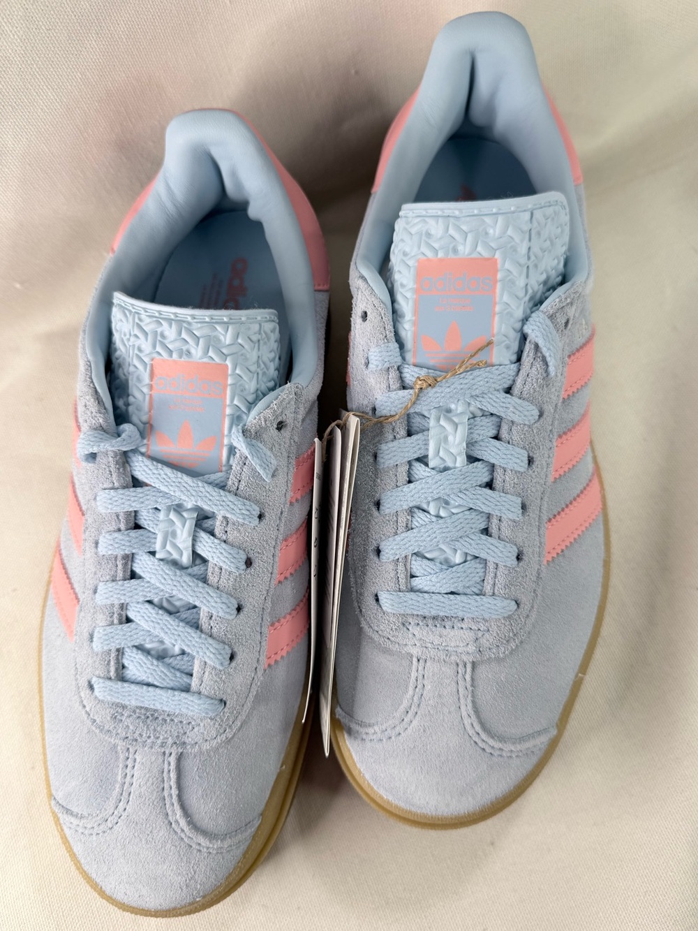 adidas Gazelle Bold J Powder Blue & Pink Suede Sneakers